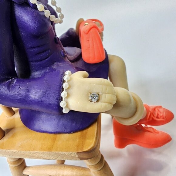 Diana Manning Limited Edition Shelf Sitter Old Church Lady Purple Dress Pearls - Picture 9 of 13